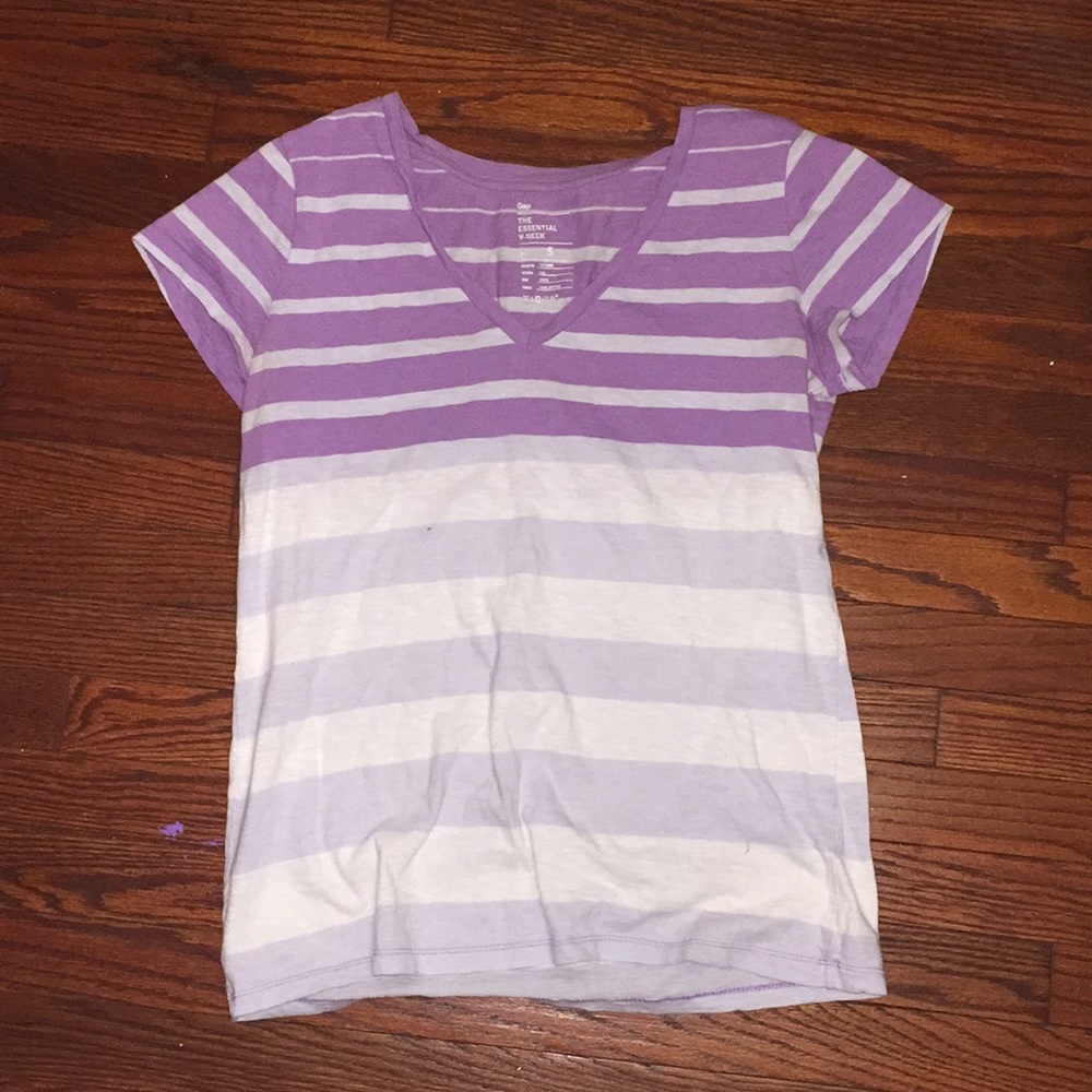 Purple stripped V neck
